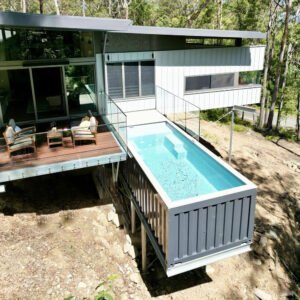 Piscina Contenedor con Ventana de Cristal — Elevada, Moderna, Lista para Instalar