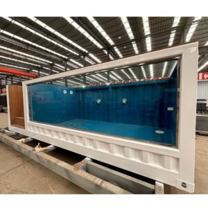 Piscina Contenedor con Ventana de Cristal — Elevada, Moderna, Lista para Instalar
