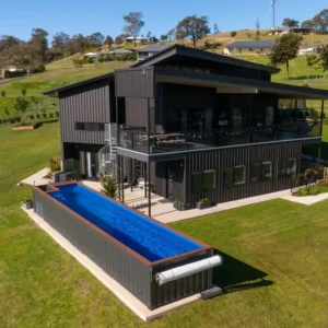 Piscina Contenedor 40 Pies — Elevada, Diseño Moderno, Lista para Instalar