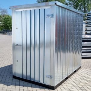 Contenedor de materiales MC1 galvanizado, Al. 2090 × An. 1500 × Pr. 2280 mm, puerta frontal de una hoja