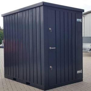 Contenedor de materiales MC1, lacado en RAL 7021 gris negro, Al. 2090 × An. 1500 × Pr. 2280 mm, puerta frontal de una hoja