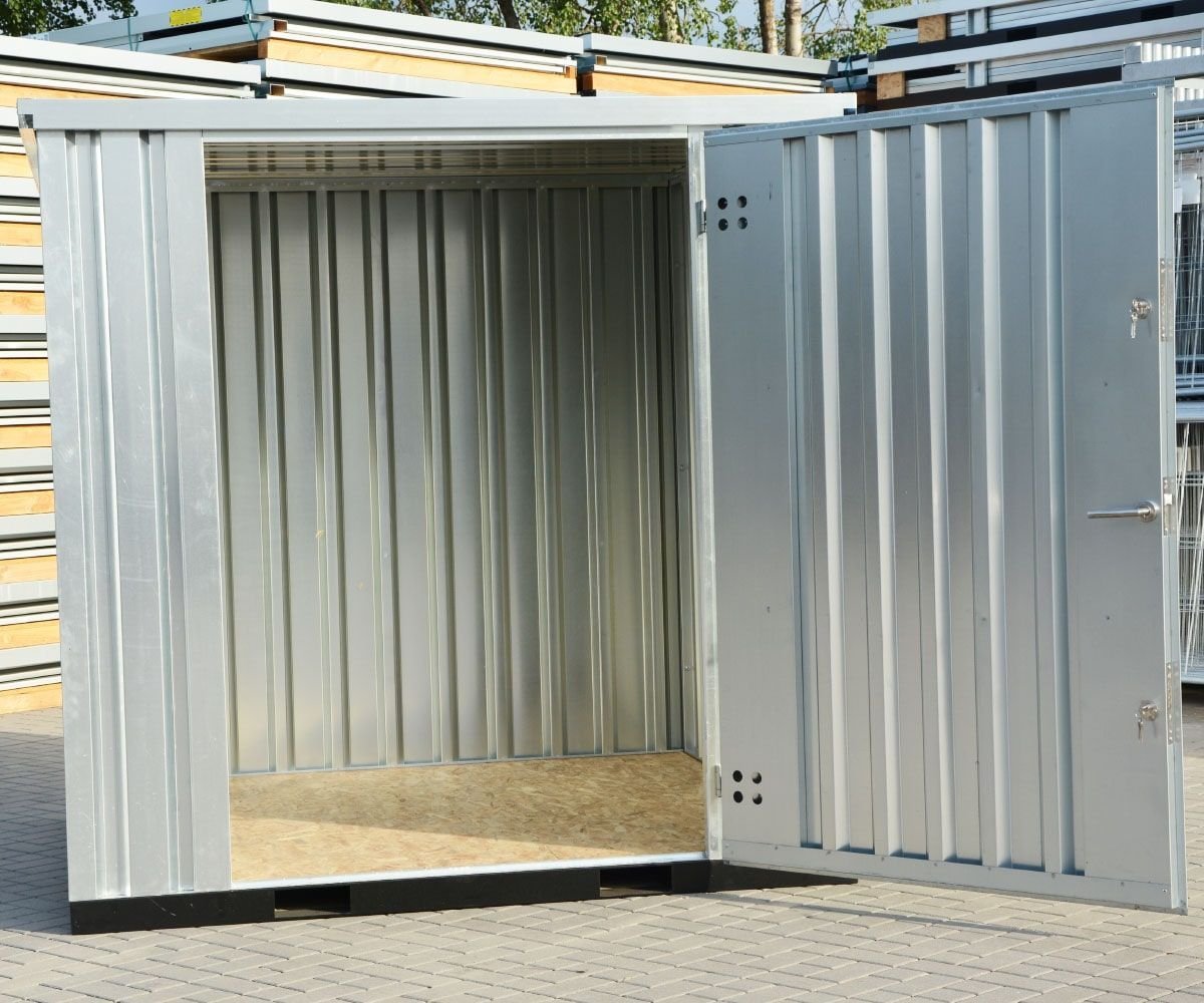 Contenedor de materiales MC2, galvanizado, Al. 2090 × An. 2142 × Pr. 2022 mm, puerta frontal de una hoja - Imagen 2