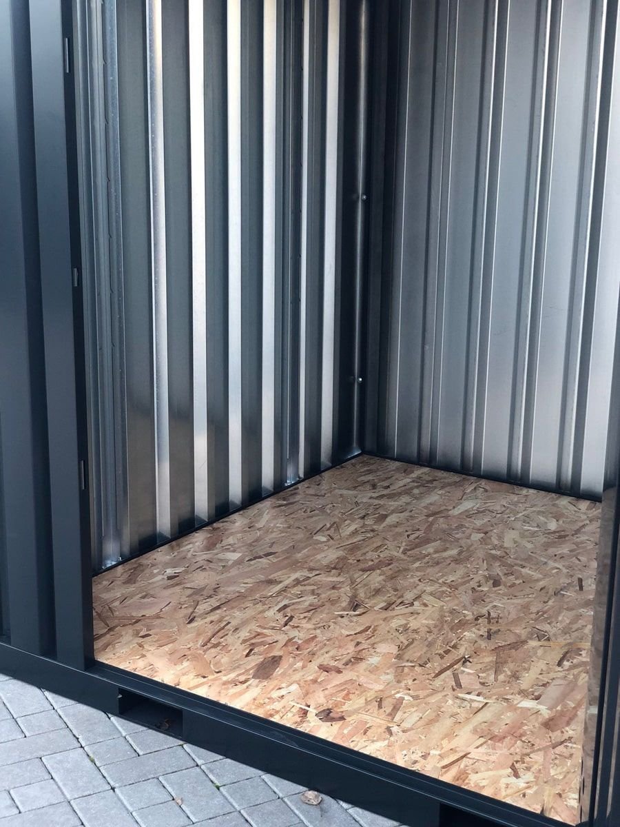 Contenedor de materiales MC3, lacado en RAL 7021 gris negro, Al. 2090 × An. 2142 × Pr. 2950 mm, puerta frontal de una hoja - Imagen 3