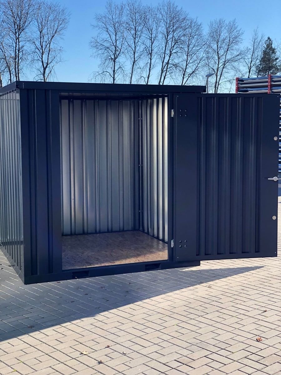 Contenedor de materiales MC3, lacado en RAL 7021 gris negro, Al. 2090 × An. 2142 × Pr. 2950 mm, puerta frontal de una hoja - Imagen 2