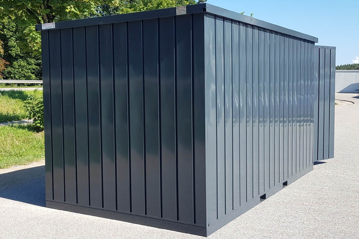 Contenedor de materiales MC4, lacado en RAL 7016 gris antracita, Al. 2090 × An. 2142 × Pr. 3882 mm, puerta frontal de dos hojas - Imagen 5