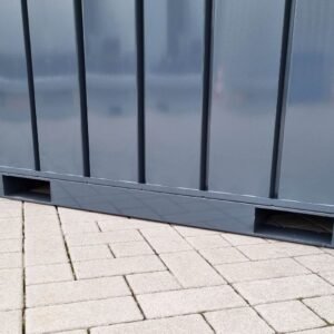 Contenedor de materiales MC4, lacado en RAL 7016 gris antracita, Al. 2090 × An. 2142 × Pr. 3882 mm, puerta frontal de dos hojas