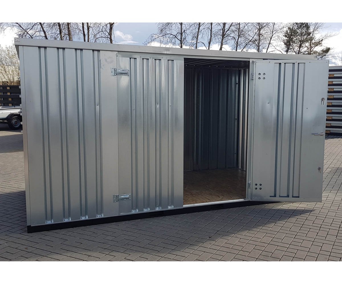 Contenedor de materiales MC4, galvanizado, Al. 2090 × An. 2142 × Pr. 3882 mm, puerta lateral de dos hojas - Imagen 3
