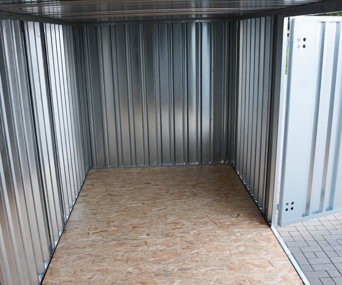Contenedor de materiales MC4, galvanizado, Al. 2090 × An. 2142 × Pr. 3882 mm, puerta lateral de dos hojas - Imagen 4