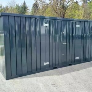 Contenedor de materiales MC6, lacado en RAL 7016 gris antracita, Al. 2090 × An. 2142 × Pr. 5882 mm, puerta lateral de dos hojas