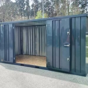 Contenedor de materiales MC6, lacado en RAL 7016 gris antracita, Al. 2090 × An. 2142 × Pr. 5882 mm, puerta lateral de dos hojas