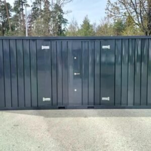 Contenedor de materiales MC6, lacado en RAL 7016 gris antracita, Al. 2090 × An. 2142 × Pr. 5882 mm, puerta lateral de dos hojas