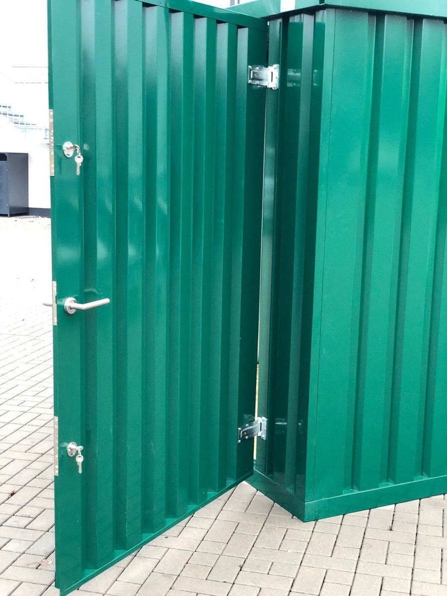 Contenedor de materiales MC3, lacado en RAL 6005 verde musgo, Al. 2090 × An. 2142 × Pr. 2950 mm, puerta frontal de una hoja - Imagen 9