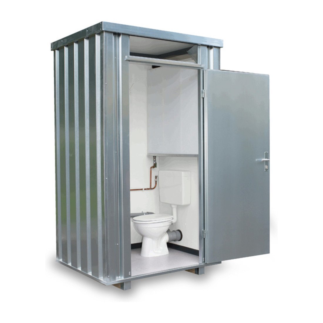 Cabina de aseos TB, galvanizada, montada, con depósito de agua limpia de 160 L