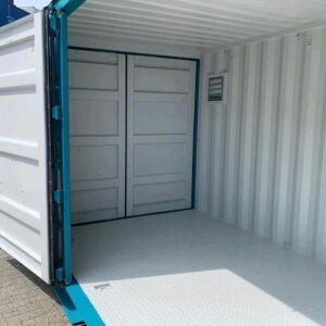 Contenedor marítimo 20 pies nuevo – Puertas laterales full side + puertas estándar – Color arena