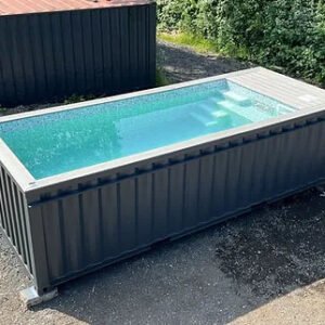 Piscina Contenedor de 20 Pies, Gris Antracita, con Función Jet-Swim