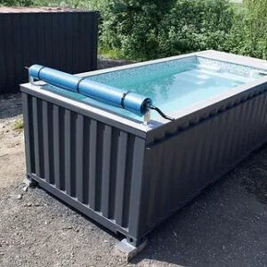 Piscina Contenedor de 20 Pies, Gris Antracita, con Función Jet-Swim