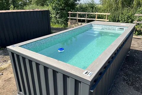 Piscina Contenedor de 20 Pies, Gris Antracita, con Función Jet-Swim