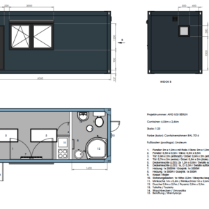 Contenedor Vivienda 6,00 x 2,44 m con Cocina, WC y Ducha