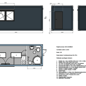 Contenedor Vivienda 6,00 x 2,44 m con Cocina, WC y Ducha